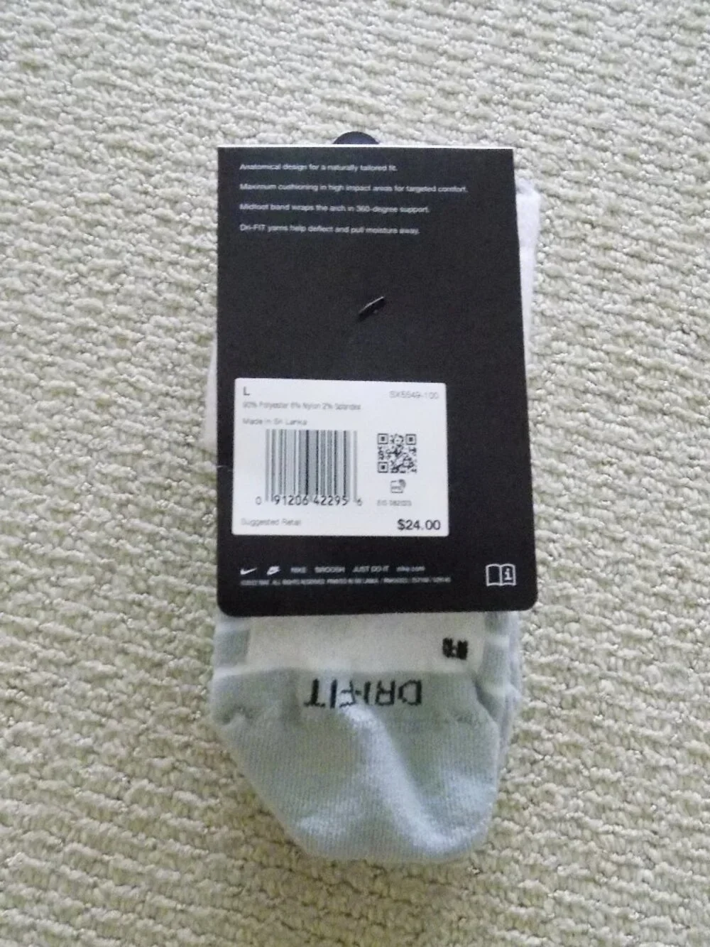 NWT MENS NIKE EVERYDAY MAX CUSHIONED ANKLE SOCKS WHITE GREY BLACK #1